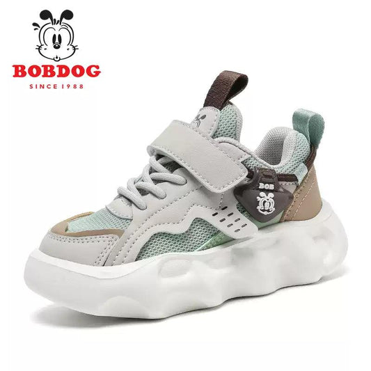 Детски маратонки BOBDOG Mint в сиво и ментово зелено, с удобен дизайн и велкро ленти.