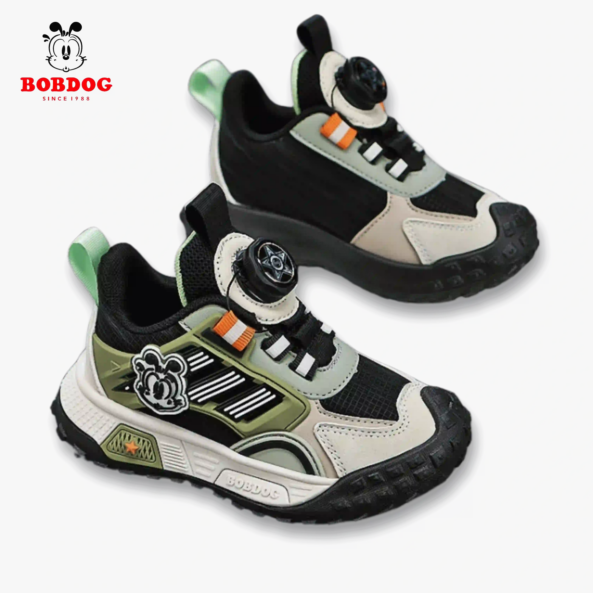 Маратонки BOBDOG S/G в черно и зелено с модерен дизайн и уникална катарама.