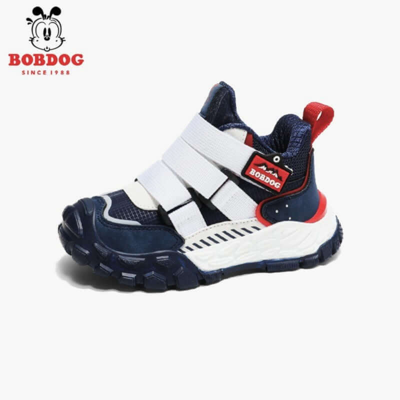 Alt Tag: BOBDOG-Boot BlueWhite детски обувки за момче, синьо-бели с велкро, шита подметка, олекотени и издръжливи за игра и спорт