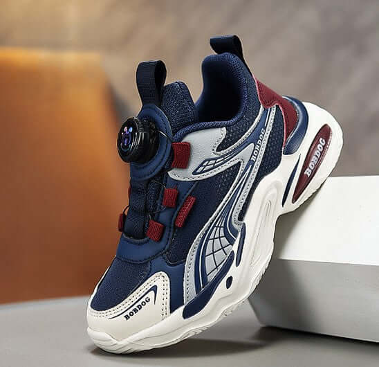 BOBDOG-Bord детски маратонки в синьо и бордо, шита подметка и мемори стелка, олекотени, лесно обуване, за игра и спорт