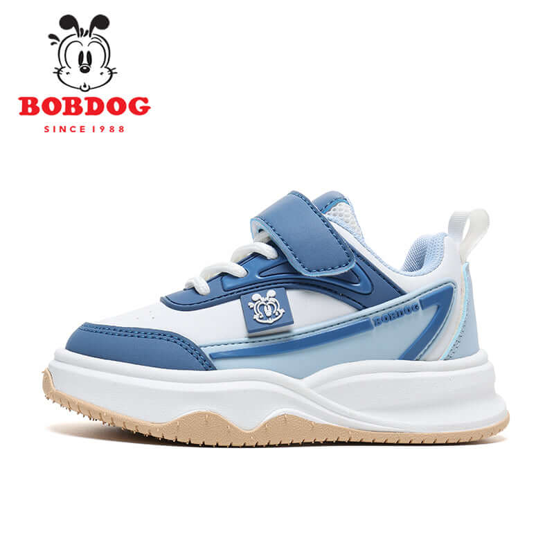 BOBDOG-Cloud детски маратонки синьо-бели, олекотени с меки материали, шита подметка и лесно обуване