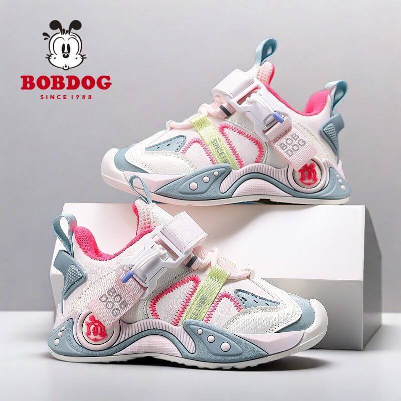 BOBDOG-PinkNeon детски маратонки с шита подметка и мемори стелка, олекотени меки материали, лесно обуване, за игра и спорт